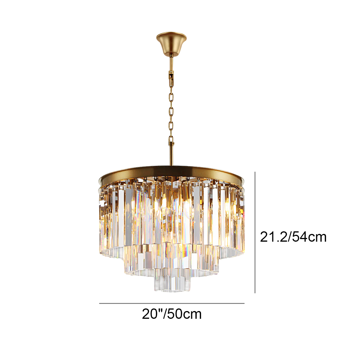 Lustre en cristal à plusieurs niveaux, rond, doré, noir et nickel, pour salon, salle à manger et chambre, hauteur réglable | Sansoti