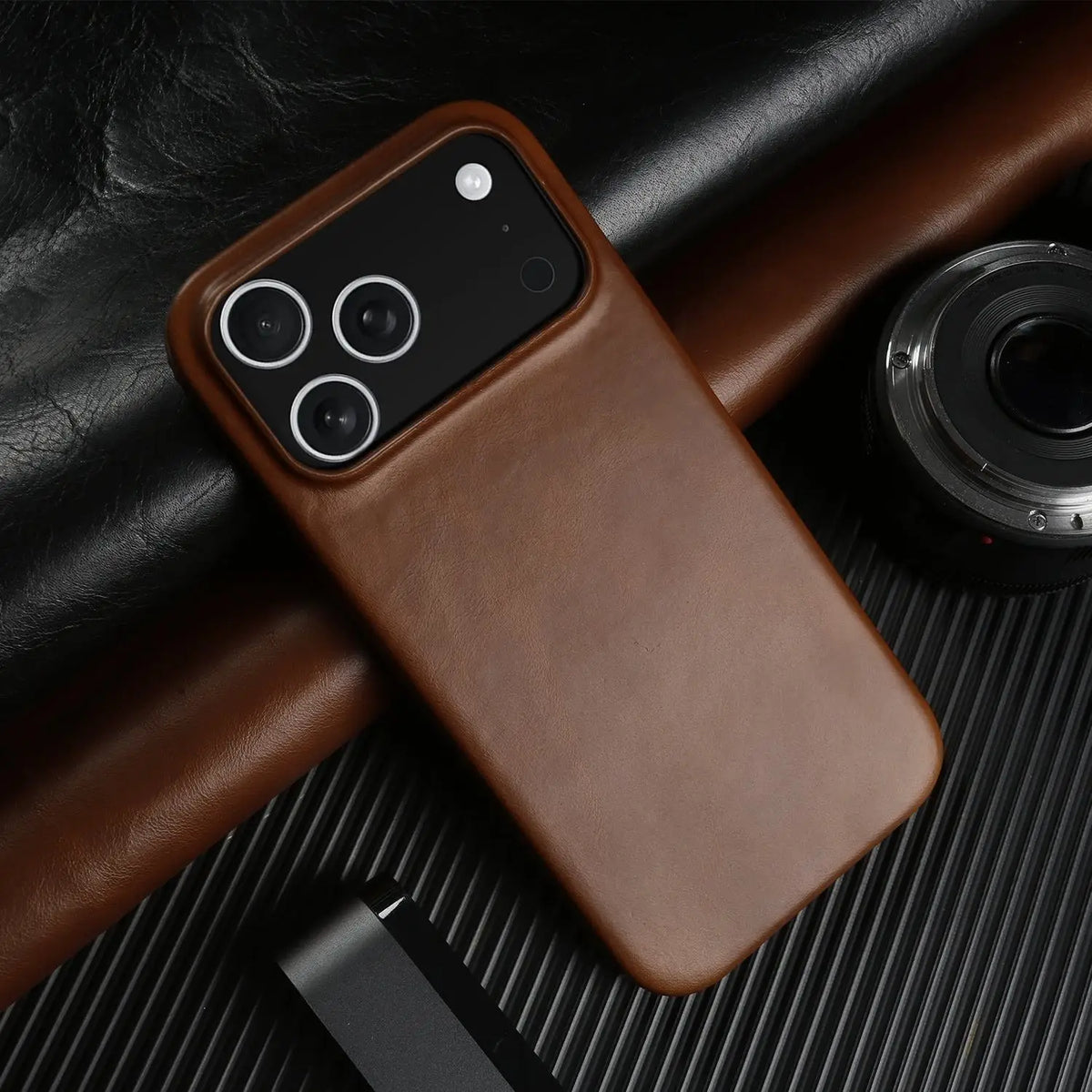 Leren iPhone Hoesje met Magnetische Ring | Draadloos Opladen | MagSafe Compatibel voor iPhone 11-17 Pro Max | Sansoti
