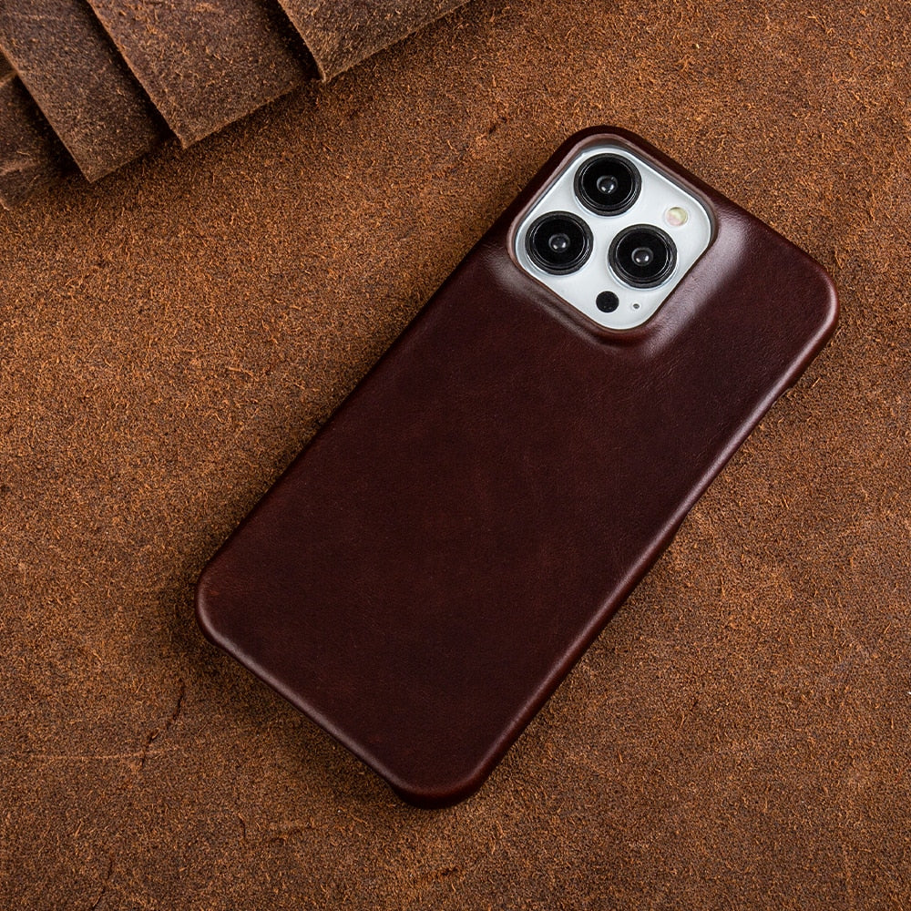 Leren iPhone Hoesje met Magnetische Ring | Draadloos Opladen | MagSafe Compatibel voor iPhone 11-17 Pro Max | Sansoti