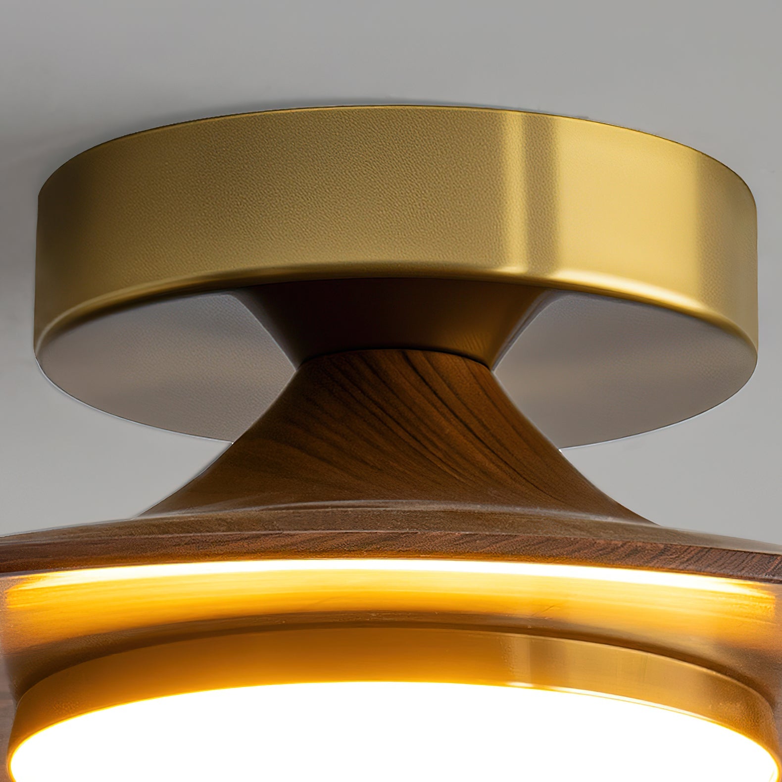 Deckenleuchte Holzoptik Gold LED Rund 24cm Modern Design | Restfield