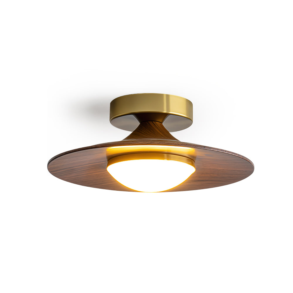 Deckenleuchte Holzoptik Gold LED Rund 24cm Modern Design | Restfield
