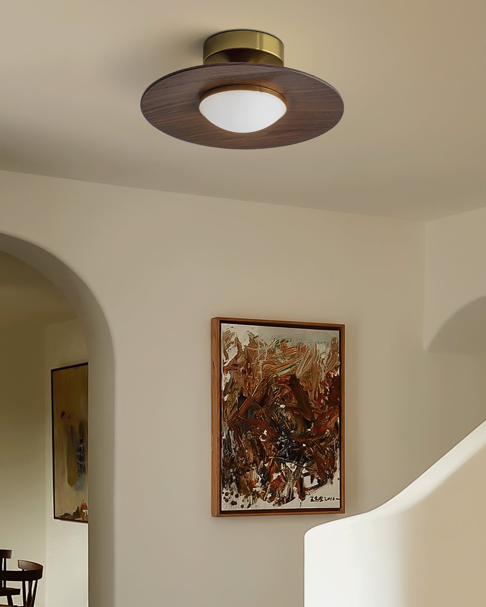 Deckenleuchte Holzoptik Gold LED Rund 24cm Modern Design | Restfield