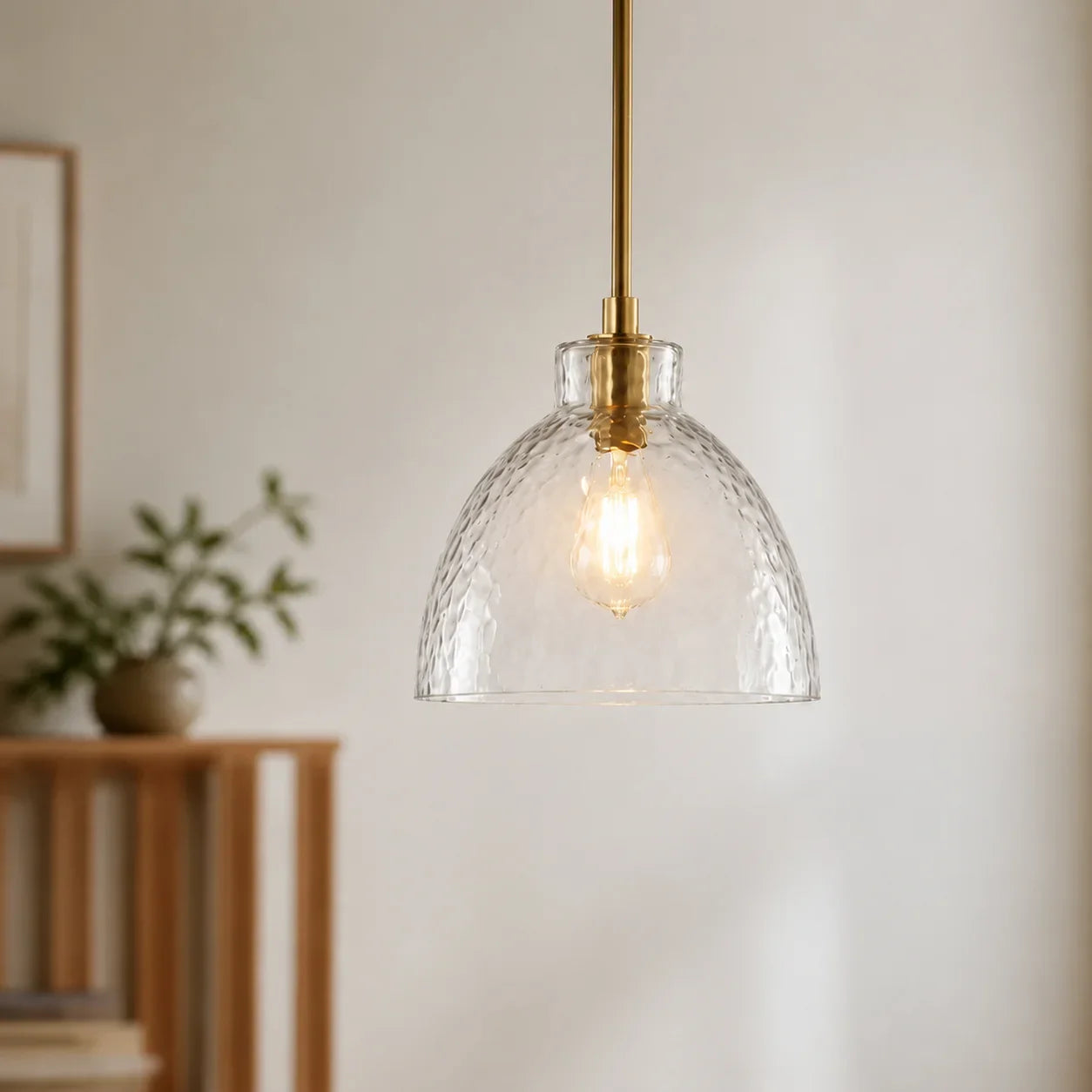 Geslepen Glazen Hanglamp Farmhouse Stijl – Amber of Helder Glas – Messing, Zwart of Nikkel Afwerking | Sansoti