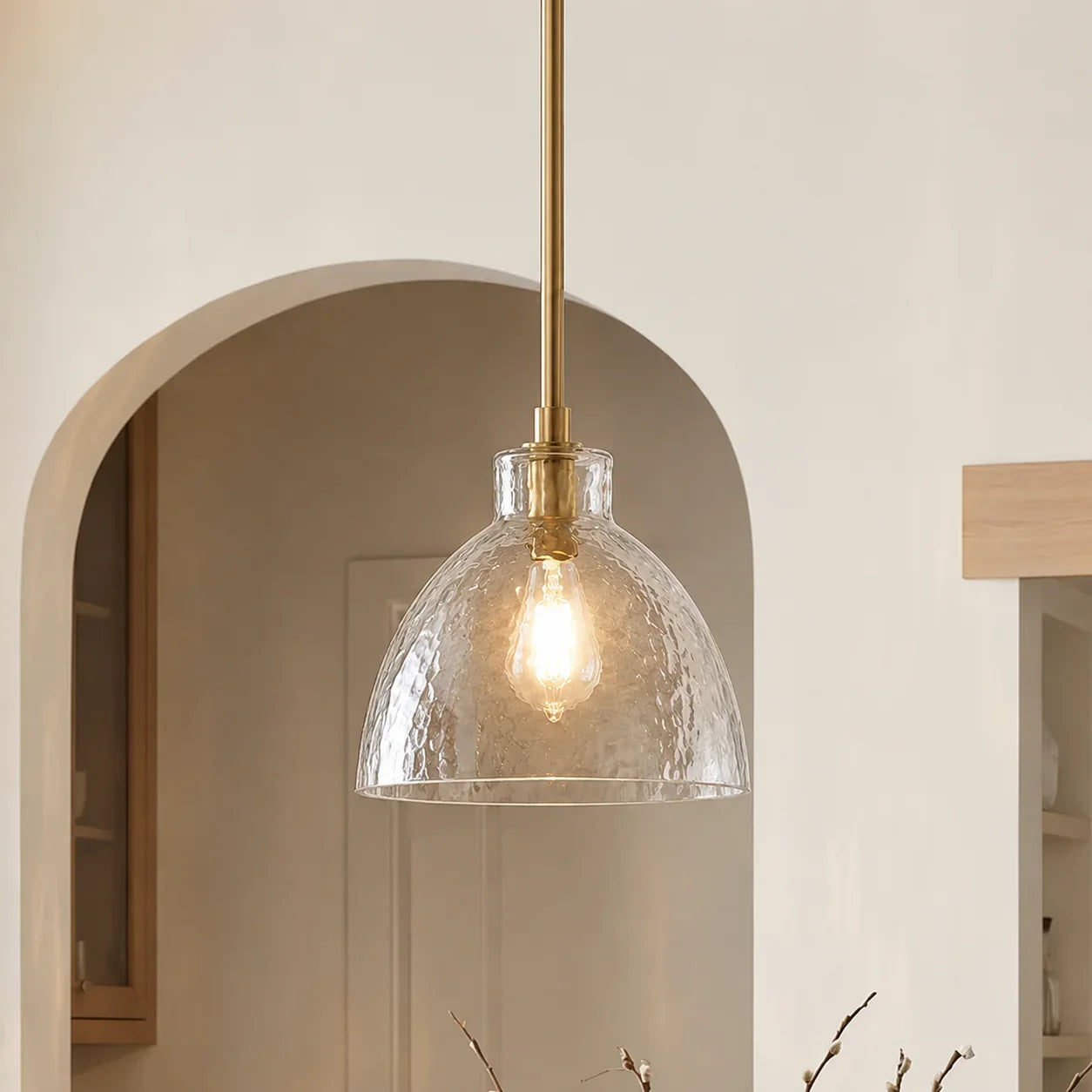 Geslepen Glazen Hanglamp Farmhouse Stijl – Amber of Helder Glas – Messing, Zwart of Nikkel Afwerking | Sansoti