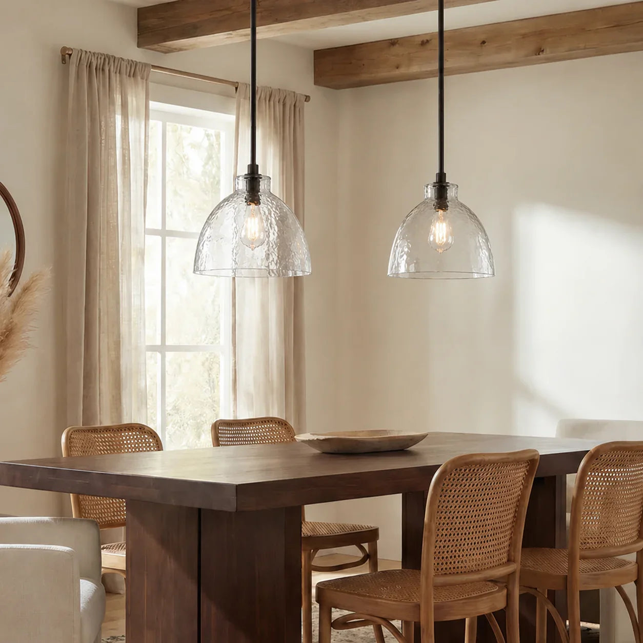 Geslepen Glazen Hanglamp Farmhouse Stijl – Amber of Helder Glas – Messing, Zwart of Nikkel Afwerking | Sansoti