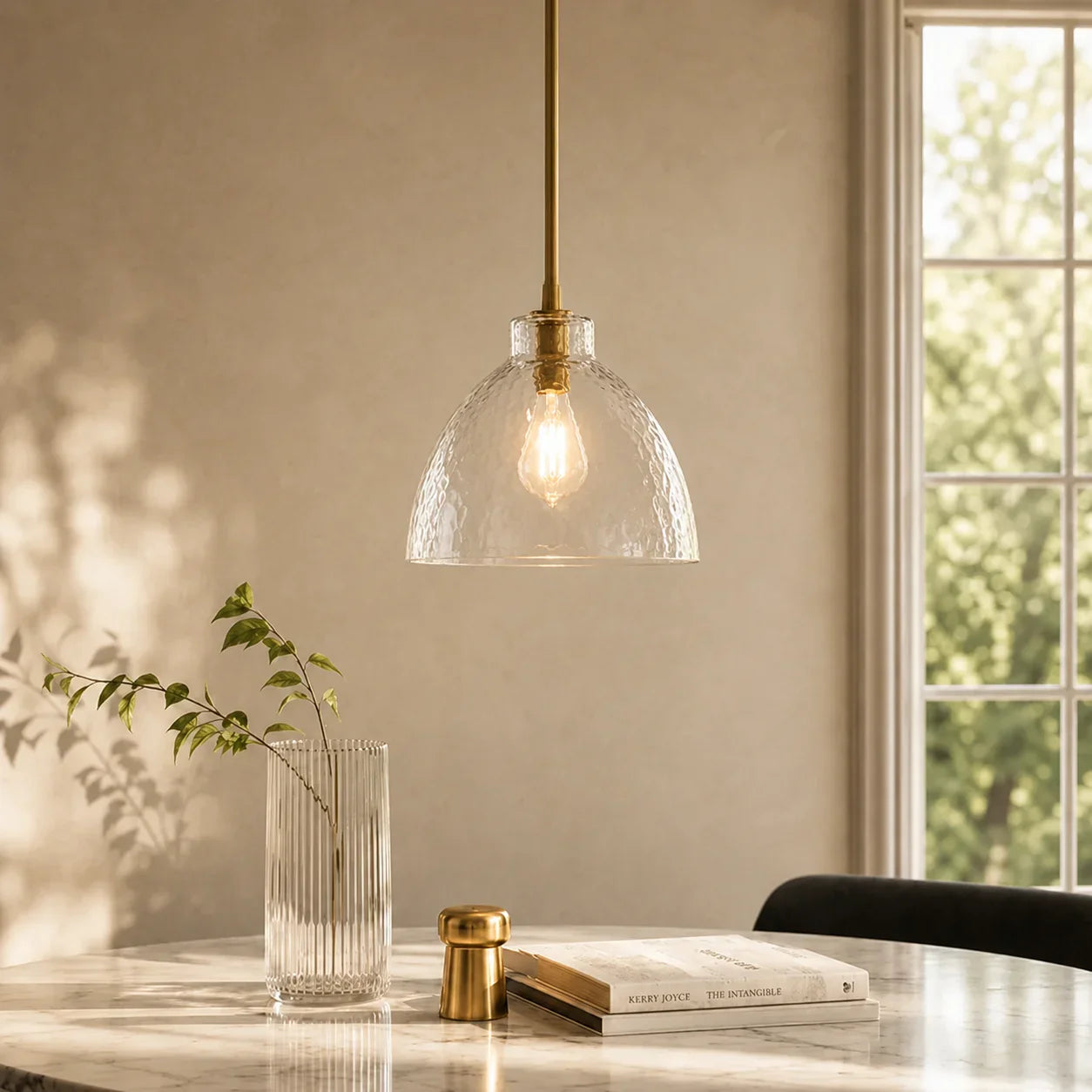 Geslepen Glazen Hanglamp Farmhouse Stijl – Amber of Helder Glas – Messing, Zwart of Nikkel Afwerking | Sansoti