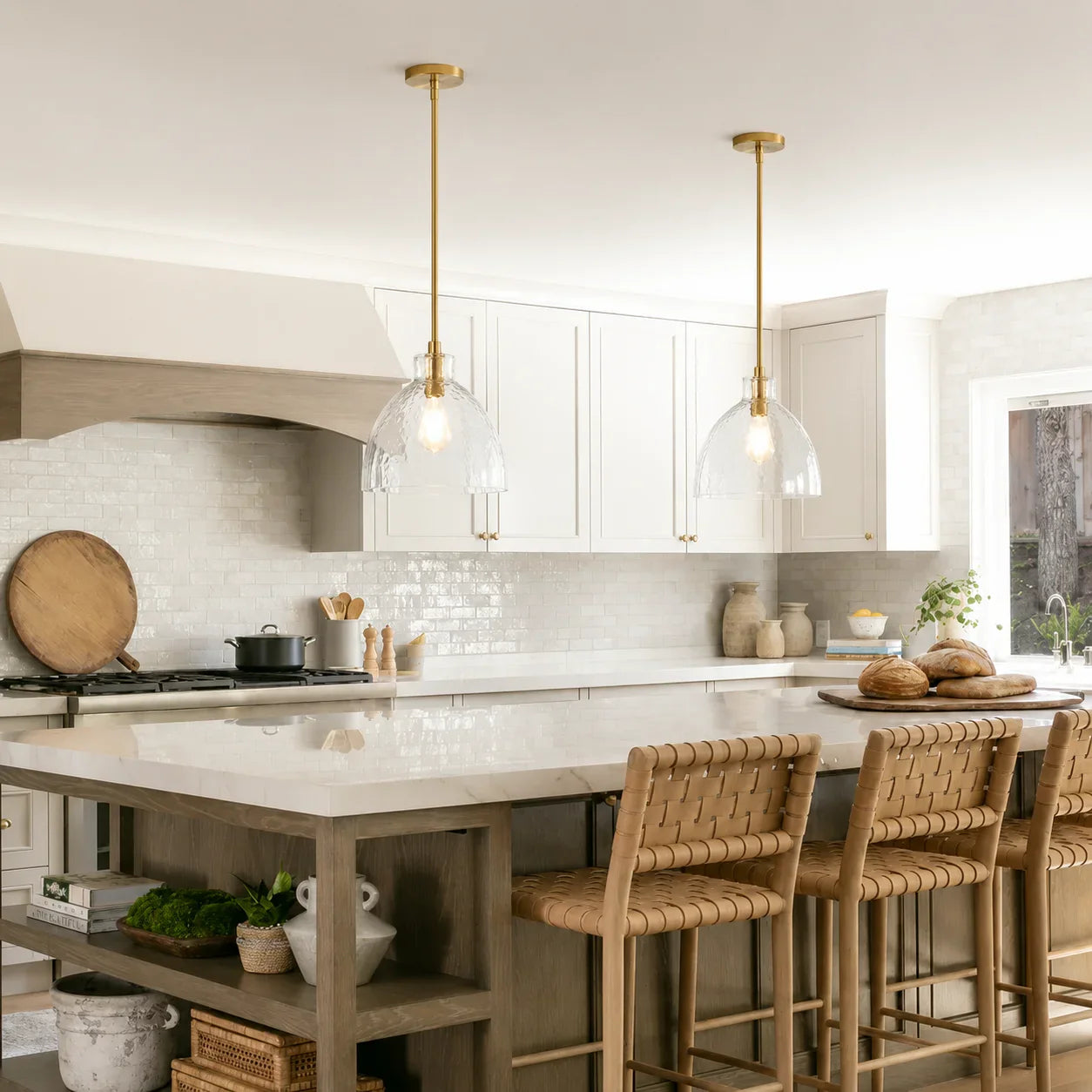 Geslepen Glazen Hanglamp Farmhouse Stijl – Amber of Helder Glas – Messing, Zwart of Nikkel Afwerking | Sansoti