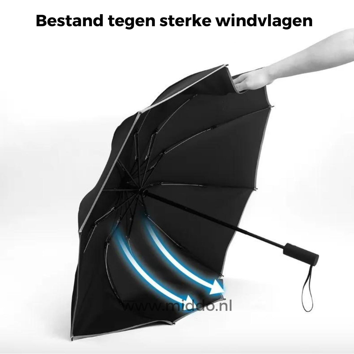 Automatischer Regenschirm windfest, reflektierender Rand, 105 cm, Fiberglas, Aluminium, winddicht, sicher | Sansoti