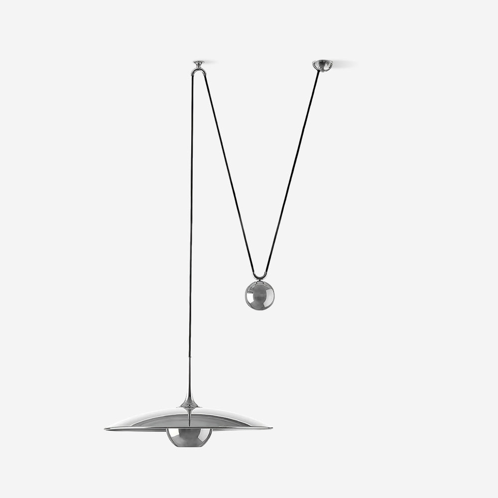 Verstelbare Hanglamp met Tegengewicht — Industriële Metalen Pendellamp in Chroom of Goud | Sansoti