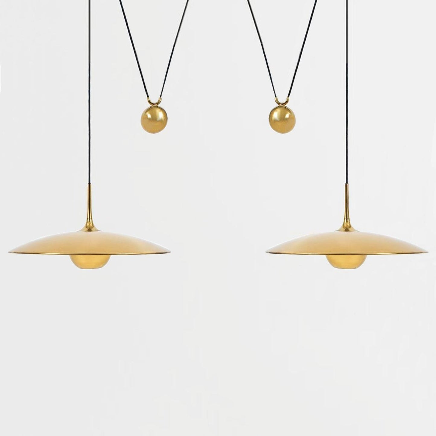 Verstelbare Hanglamp met Tegengewicht — Industriële Metalen Pendellamp in Chroom of Goud | Sansoti