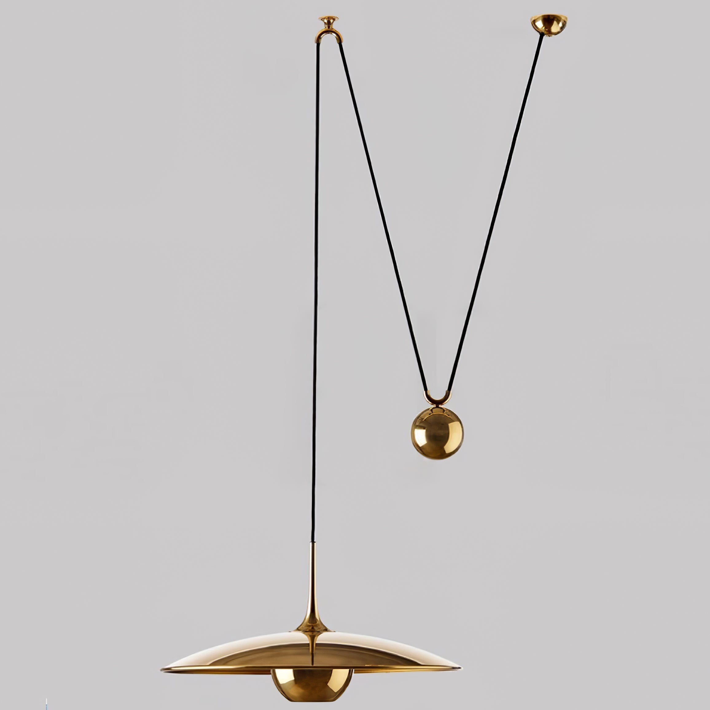 Verstelbare Hanglamp met Tegengewicht — Industriële Metalen Pendellamp in Chroom of Goud | Sansoti