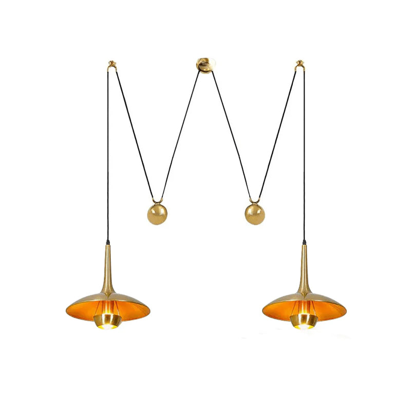 Verstelbare Hanglamp Onos – Hoogte-instelbaar met Tegengewichtbal – Chroom of Goud Metaal – Vintage 1970s Design – Retro Pendelverlichting voor Eettafel en Keukeneiland | Sansoti