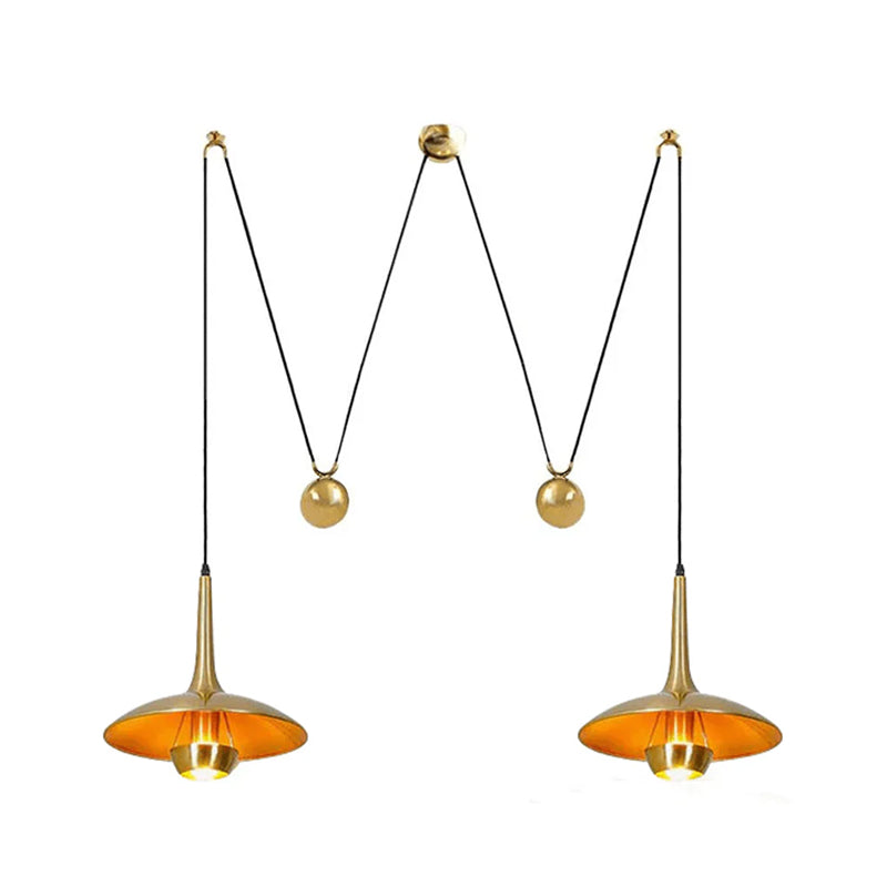 Verstelbare Hanglamp Onos – Hoogte-instelbaar met Tegengewichtbal – Chroom of Goud Metaal – Vintage 1970s Design – Retro Pendelverlichting voor Eettafel en Keukeneiland | Sansoti