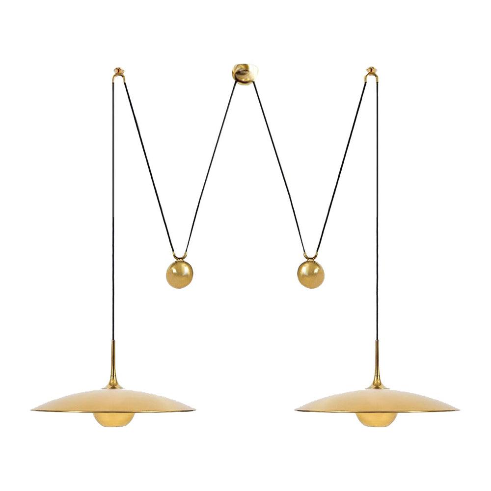 Verstelbare Hanglamp met Tegengewicht — Industriële Metalen Pendellamp in Chroom of Goud | Sansoti