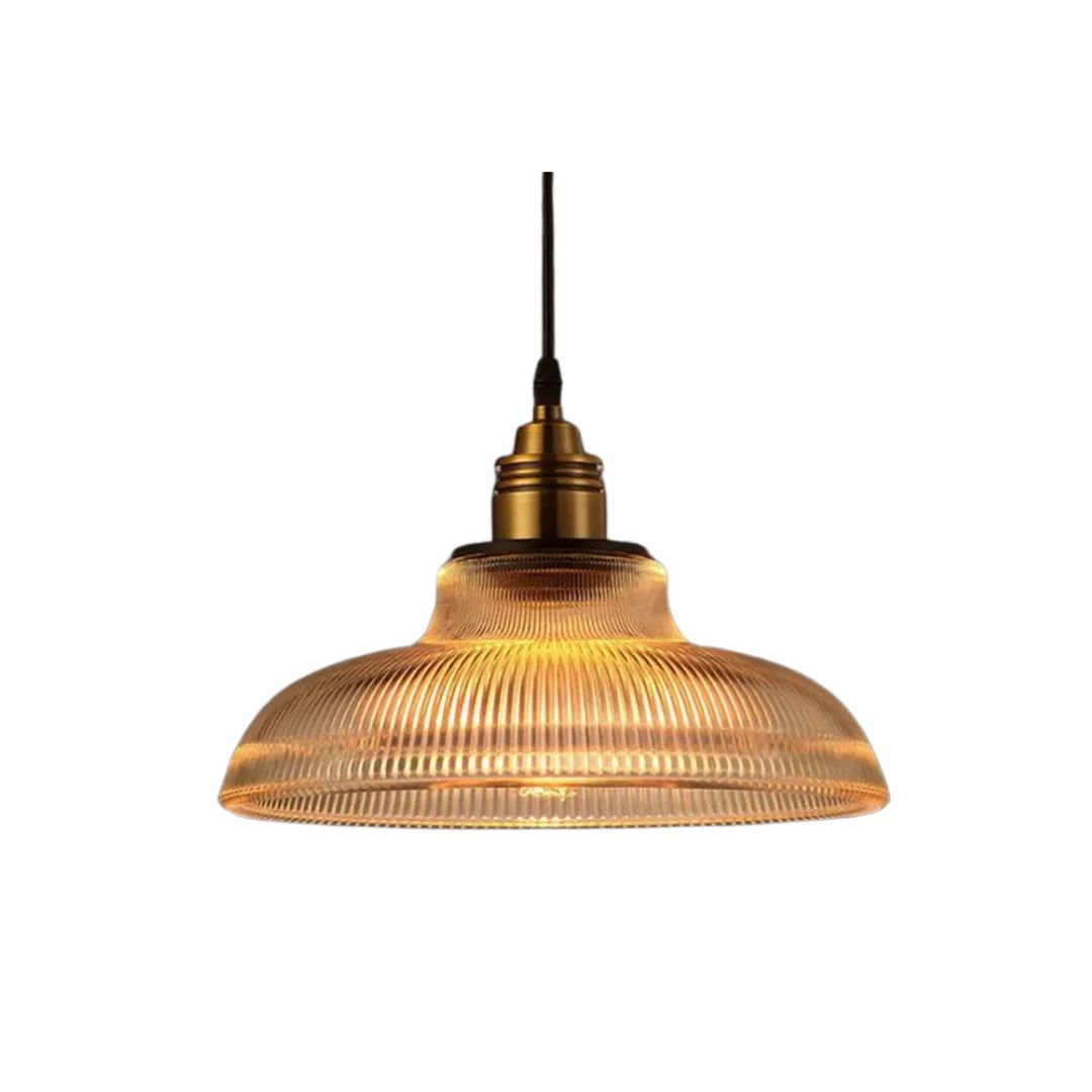 Vilion glazen hanglamp E27 geribbeld glas goud eetkamer keuken industriële verlichting modern hanglamp glaslamp | Sansoti