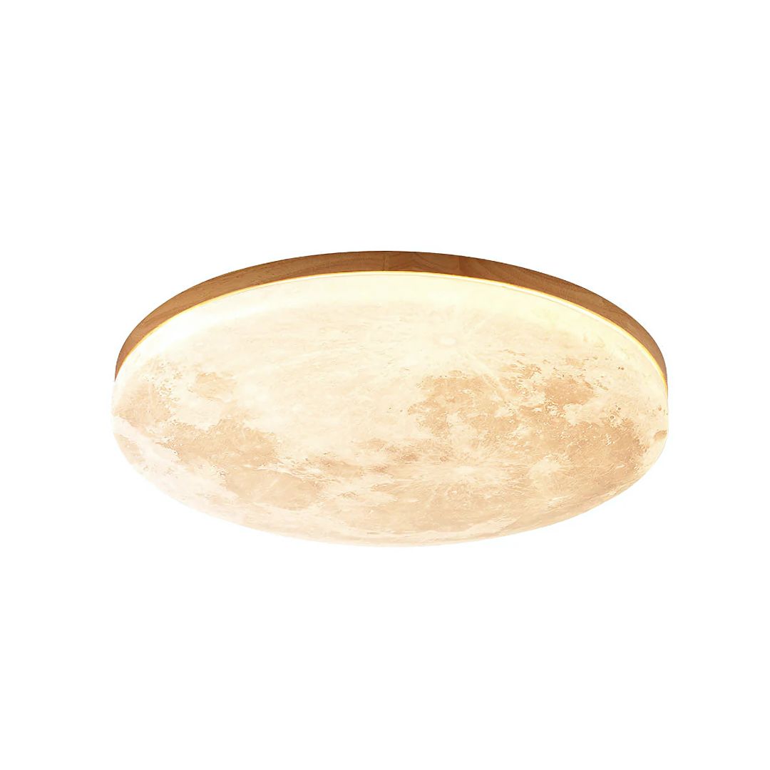 LED-Deckenleuchte Mond-Design Holz Acryl Rund 26-48cm Schlafzimmer Wohnzimmer Deckenlampe Mondlampe LED Beleuchtung Modernes Interieur | Restfield