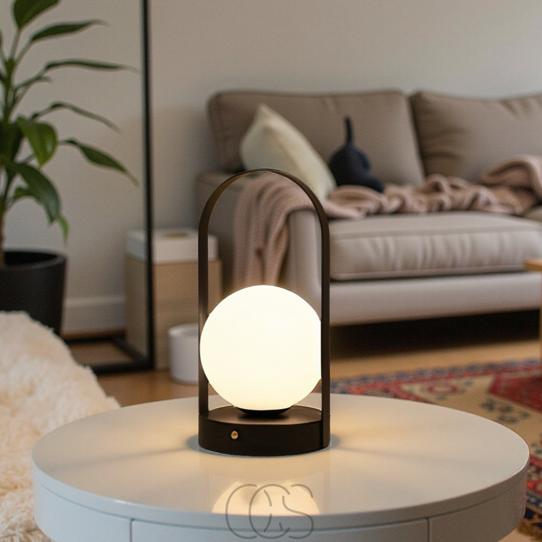Draadloze LED Tafellamp Bol 12cm Dimbaar Oplaadbaar Binnen Buiten Sfeerlamp Nachtlampje Touchbediening | Sansoti