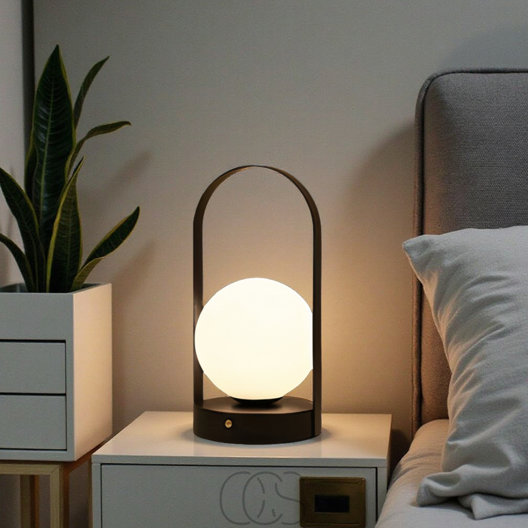 Draadloze LED Tafellamp Bol 12cm Dimbaar Oplaadbaar Binnen Buiten Sfeerlamp Nachtlampje Touchbediening | Sansoti