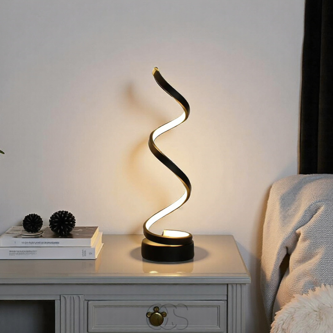 Spiraalvormige LED Tafellamp 19W Zwart Wit 3 Lichtkleuren Dimbaar Aluminium Design Verlichting Woonkamer | Sansoti