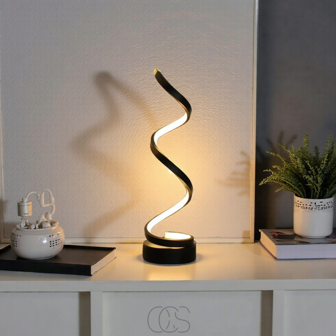 Spiraalvormige LED Tafellamp 19W Zwart Wit 3 Lichtkleuren Dimbaar Aluminium Design Verlichting Woonkamer | Sansoti