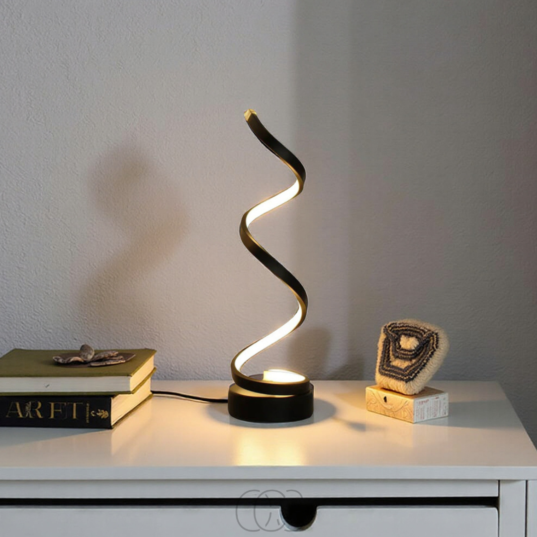Spiraalvormige LED Tafellamp 19W Zwart Wit 3 Lichtkleuren Dimbaar Aluminium Design Verlichting Woonkamer | Sansoti