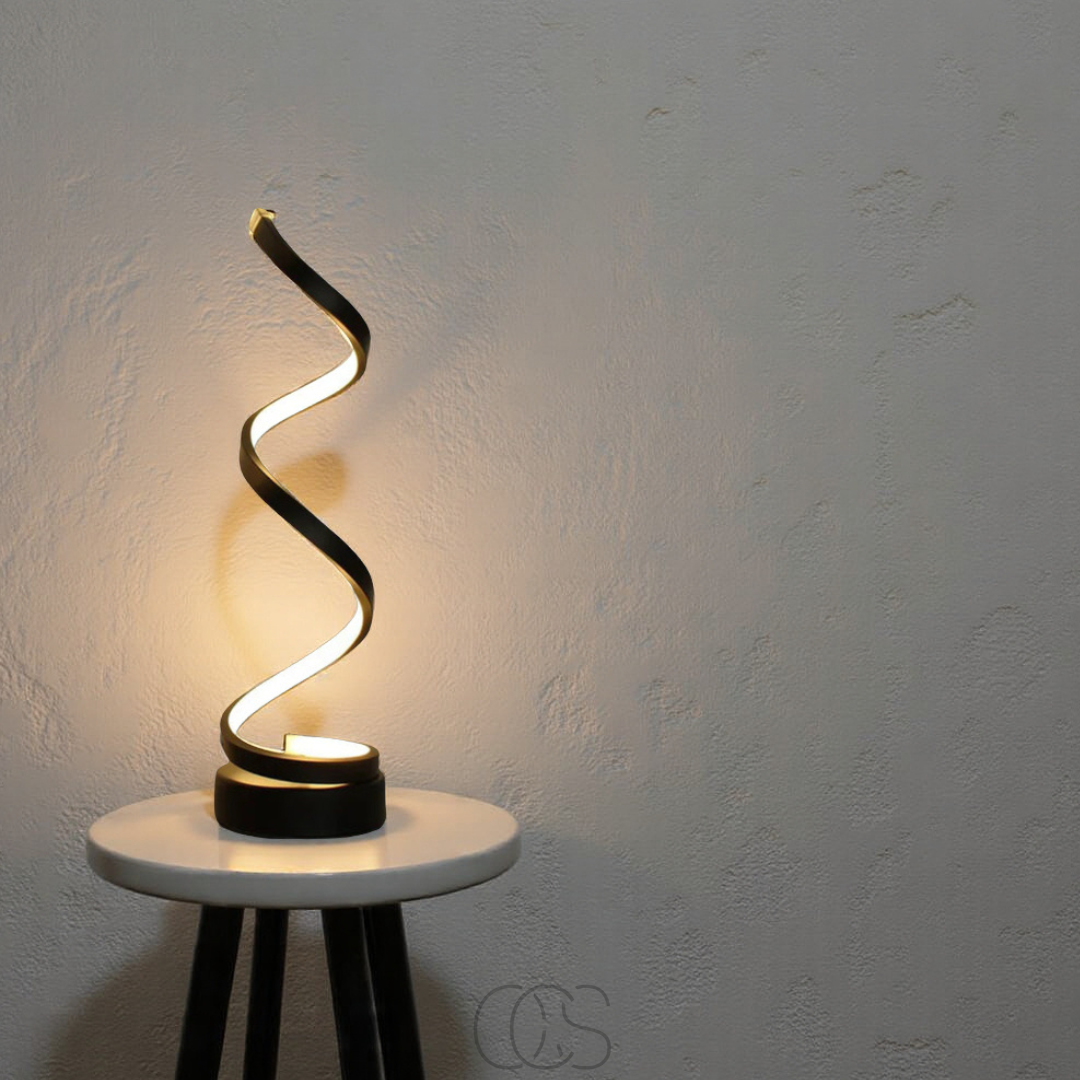 Spiraalvormige LED Tafellamp 19W Zwart Wit 3 Lichtkleuren Dimbaar Aluminium Design Verlichting Woonkamer | Sansoti