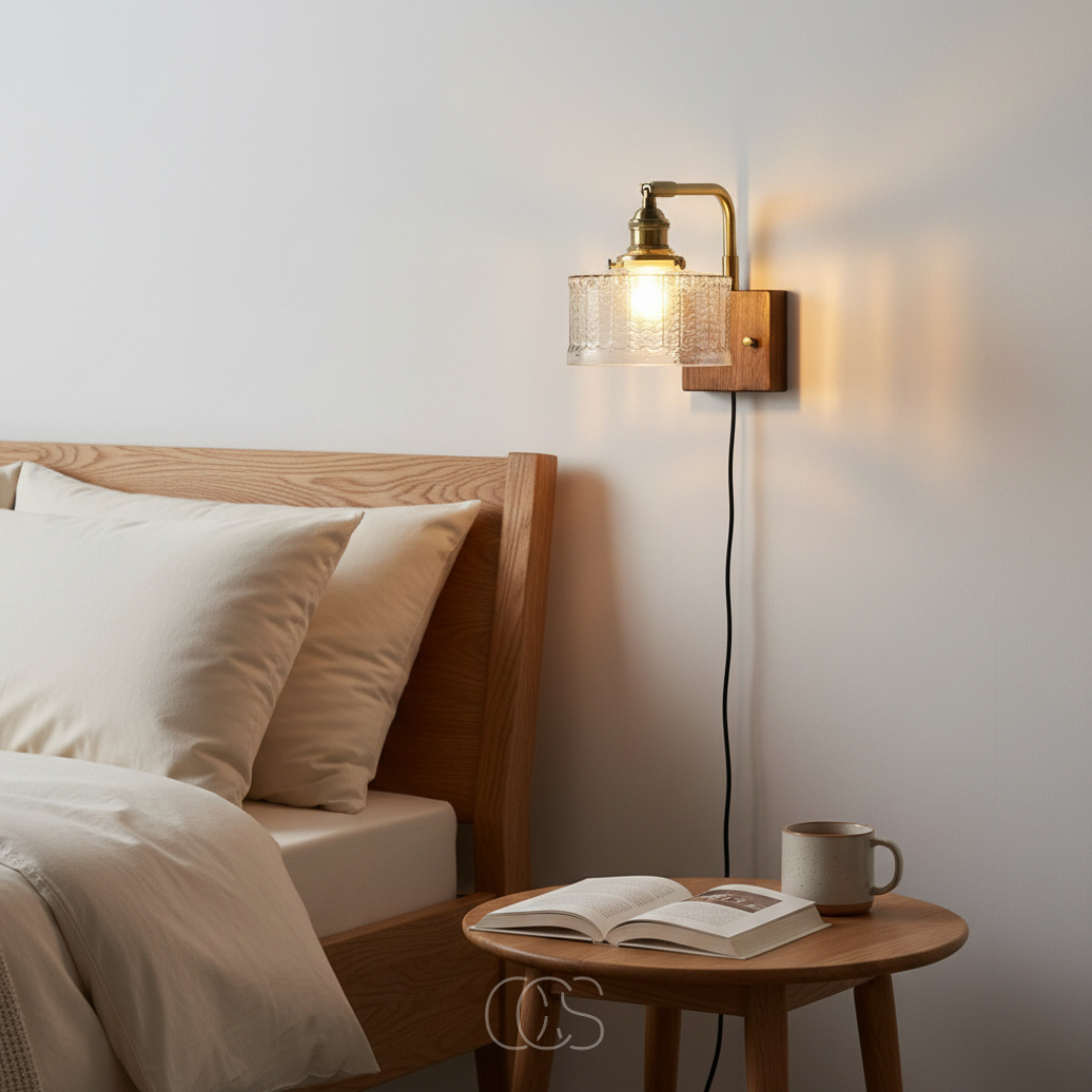 Klassieke Wandlamp met Glazen Kap Goud Metaal Woonkamer Slaapkamer Hal Sfeerverlichting Vintage Stijl | Sansoti
