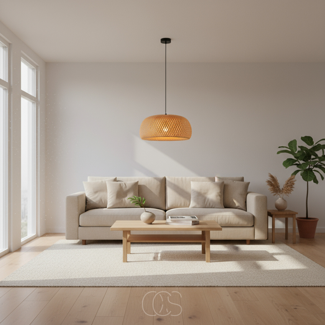Hanglamp Bamboe Ovaal Gevlochten Natuurlijk Lichtbruin Zwart E27 Eetkamer Woonkamer Scandinavisch Boho | Sansoti