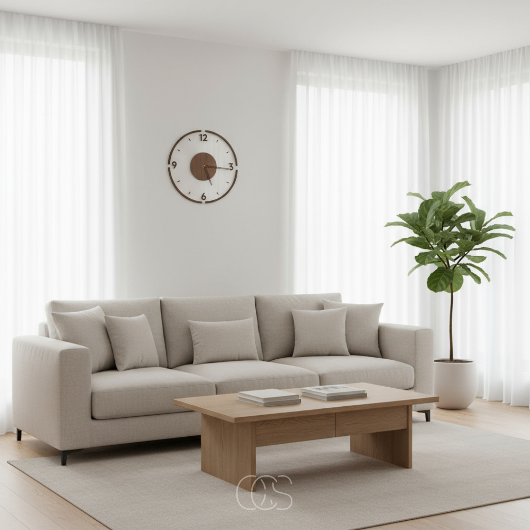 Geruisloze Wandklok Hout 35cm Scandinavisch Design Stille Beweging voor Woonkamer Slaapkamer Kantoor | Sansoti