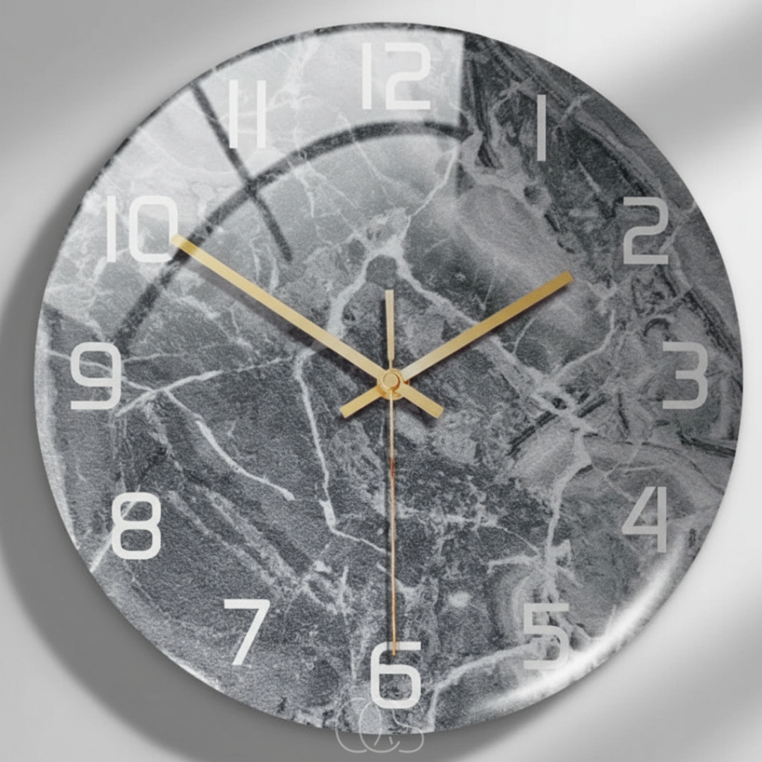 Wandklok Marmerprint Stil Uurwerk 30cm Zwart Grijs Groen Woonkamer Hal Slaapkamer Decoratief Acryl Modern | Sansoti