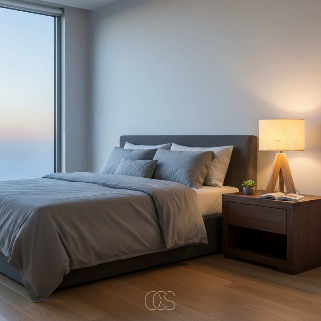 Houten Tafellamp E14 met Textiele Kap Warm Licht Sfeerlamp Nachtkastje Dressoir Woonkamer Scandinavisch | Sansoti