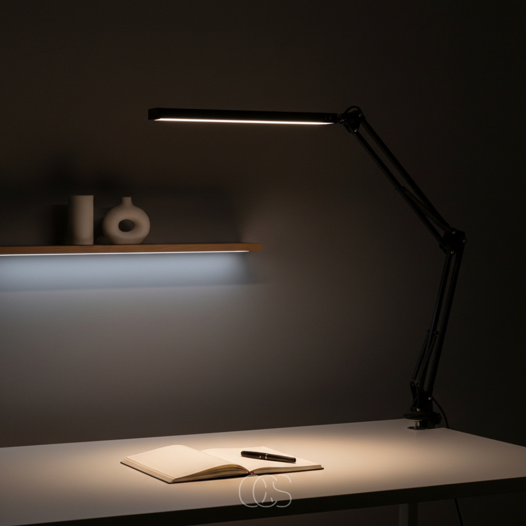 Bureaulamp LED met Klem Dimbaar Zwart 360° Flexibele Arm Oogvriendelijk Werkverlichting Tafellamp Studeerlamp | Sansoti