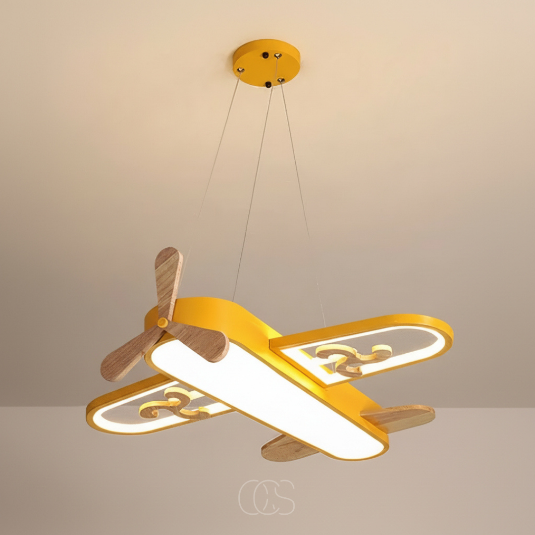 Vliegtuig Hanglamp Kinderkamer Dimbaar 55cm LED Warm Wit Koel Wit Blauw Geel Plafondlamp Jongens Meisjes | Sansoti