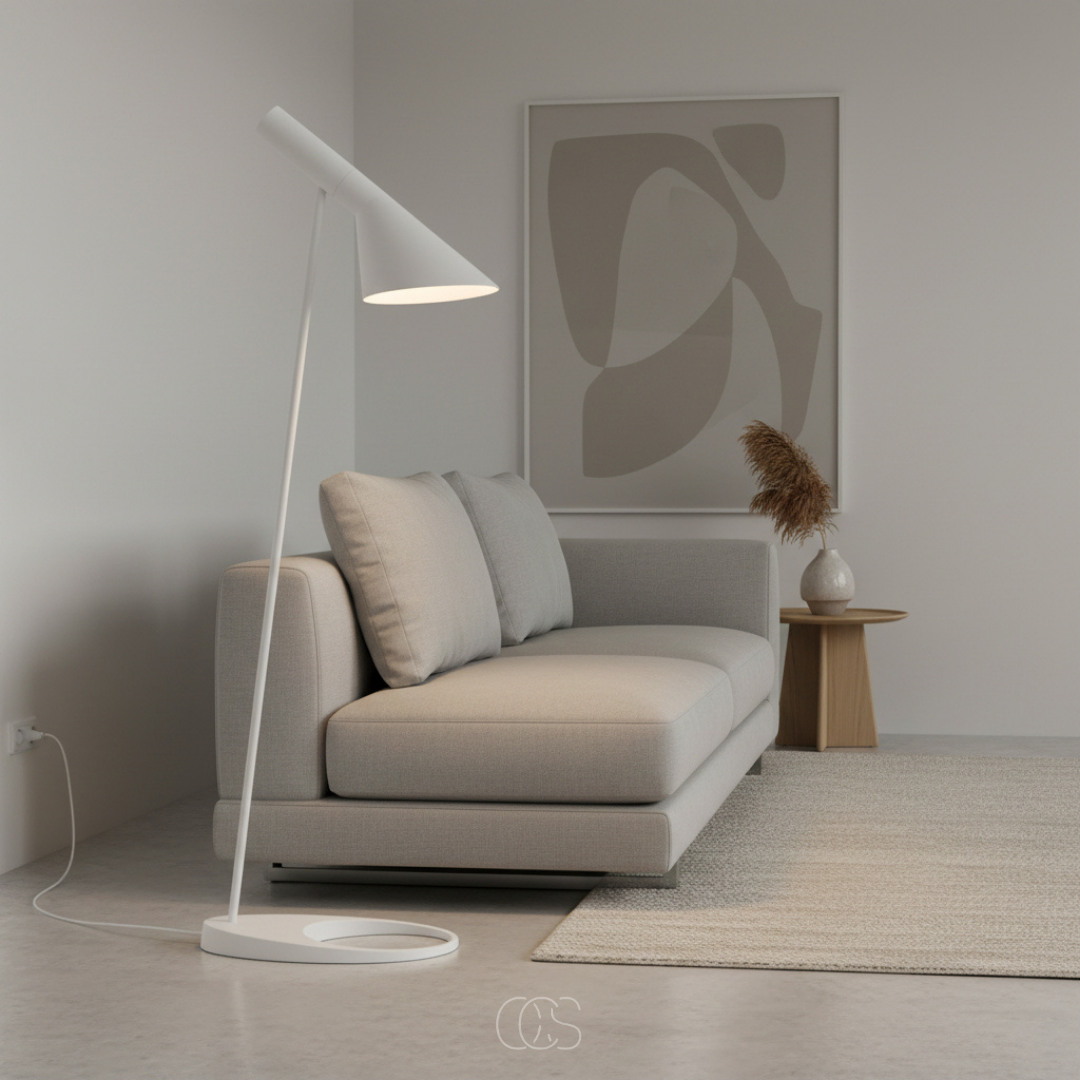 Staande Leeslamp met Kantelbare Kap 130cm Wit Zwart Scandinavisch Design voor Woonkamer Slaapkamer Leeshoek | Sansoti