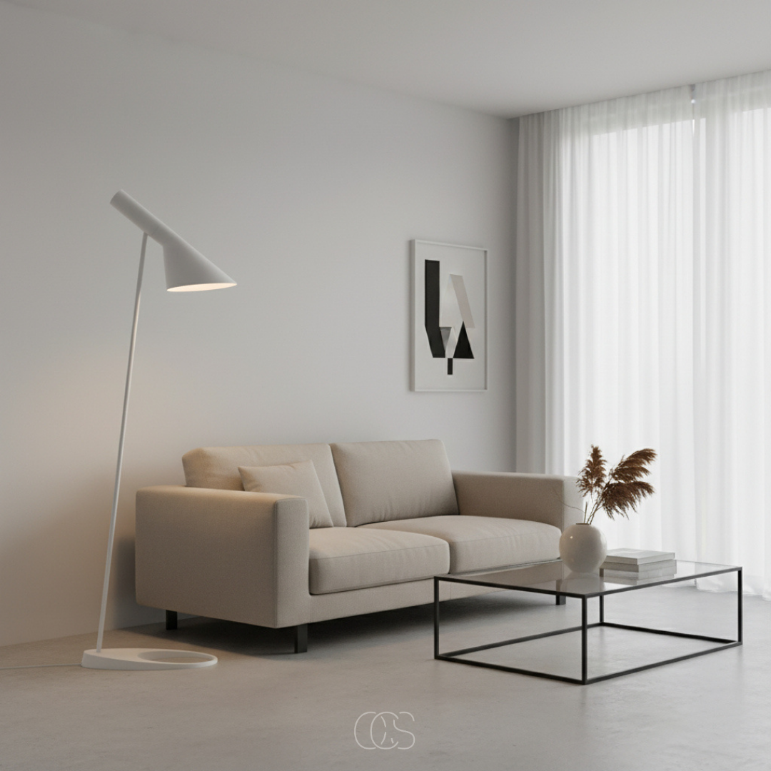 Stehende Leselampe mit neigbarem Schirm 130 cm Weiß Schwarz skandinavisches Design für Wohnzimmer Schlafzimmer Leseecke | Sansoti