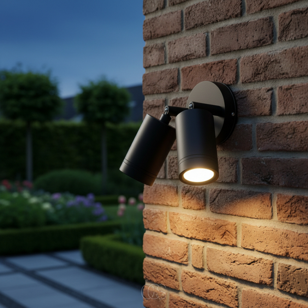 Verstelbare Dubbele LED Buitenwandlamp Zwart Aluminium Glas 20W IP65 Weerbestendig Spotverlichting Gevel | Sansoti