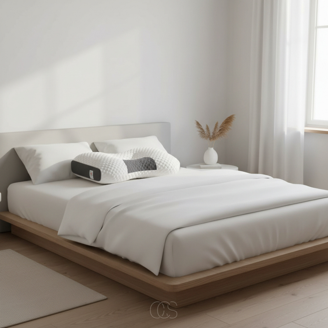Neksteun Slaapkussen 40x65 cm Wit Grijs Ergonomisch Hoofdkussen voor Rug en Zij Slapers Comfortabel Stevig | Sansoti