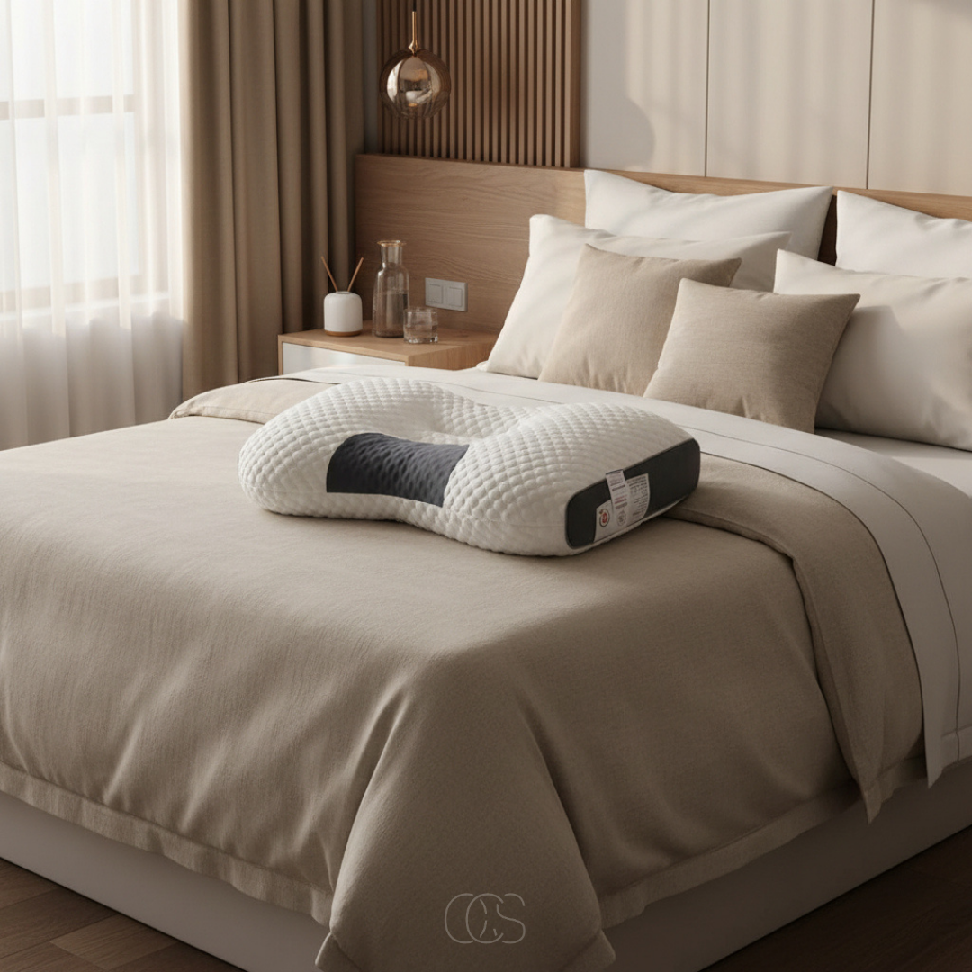 Neksteun Slaapkussen 40x65 cm Wit Grijs Ergonomisch Hoofdkussen voor Rug en Zij Slapers Comfortabel Stevig | Sansoti