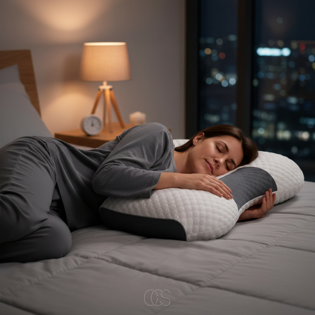 Neksteun Slaapkussen 40x65 cm Wit Grijs Ergonomisch Hoofdkussen voor Rug en Zij Slapers Comfortabel Stevig | Sansoti