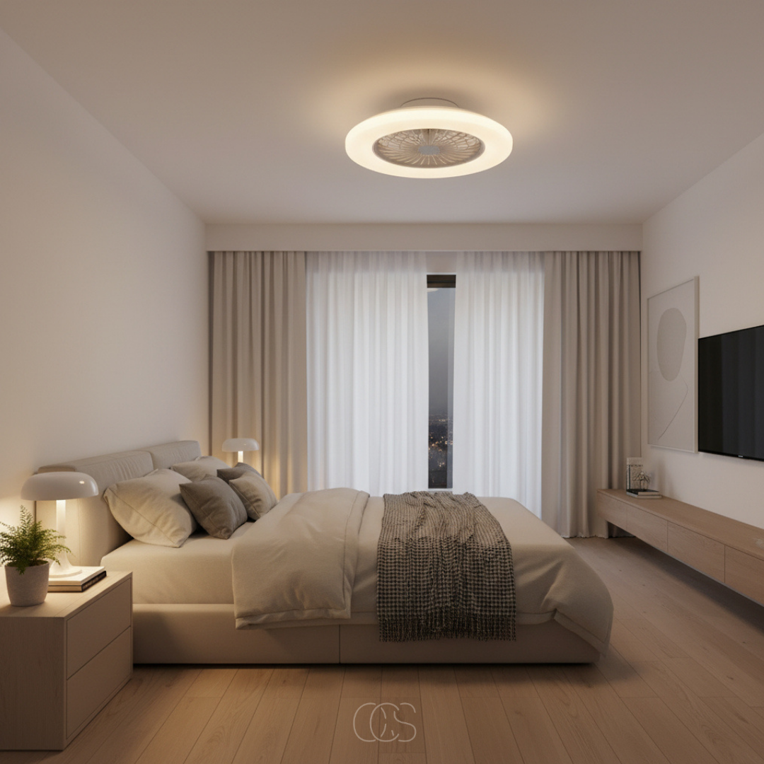 Plafondventilator met Geïntegreerde LED Verlichting 46cm Wit Dimbaar met Afstandsbediening Moderne Plafondlamp | Sansoti
