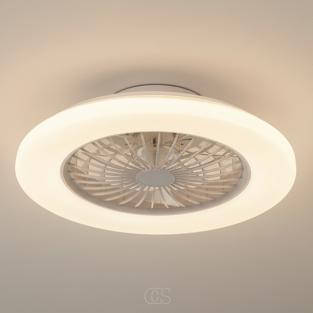 Plafondventilator met Geïntegreerde LED Verlichting 46cm Wit Dimbaar met Afstandsbediening Moderne Plafondlamp | Sansoti
