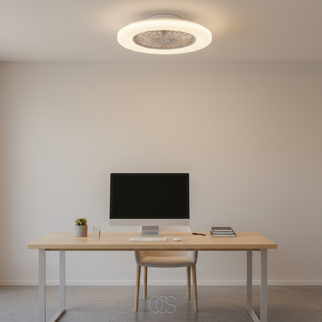 Plafondventilator met Geïntegreerde LED Verlichting 46cm Wit Dimbaar met Afstandsbediening Moderne Plafondlamp | Sansoti