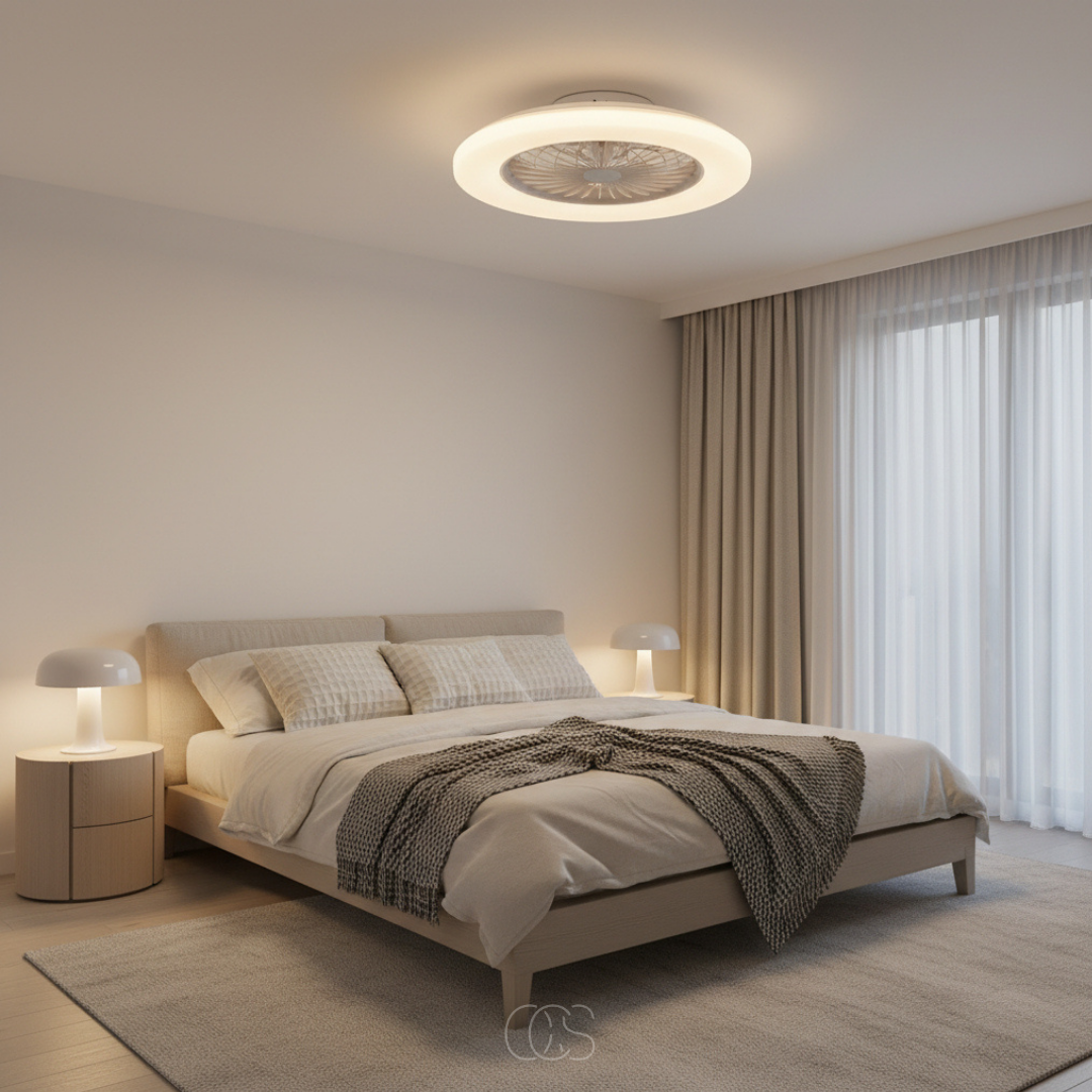 Plafondventilator met Geïntegreerde LED Verlichting 46cm Wit Dimbaar met Afstandsbediening Moderne Plafondlamp | Sansoti