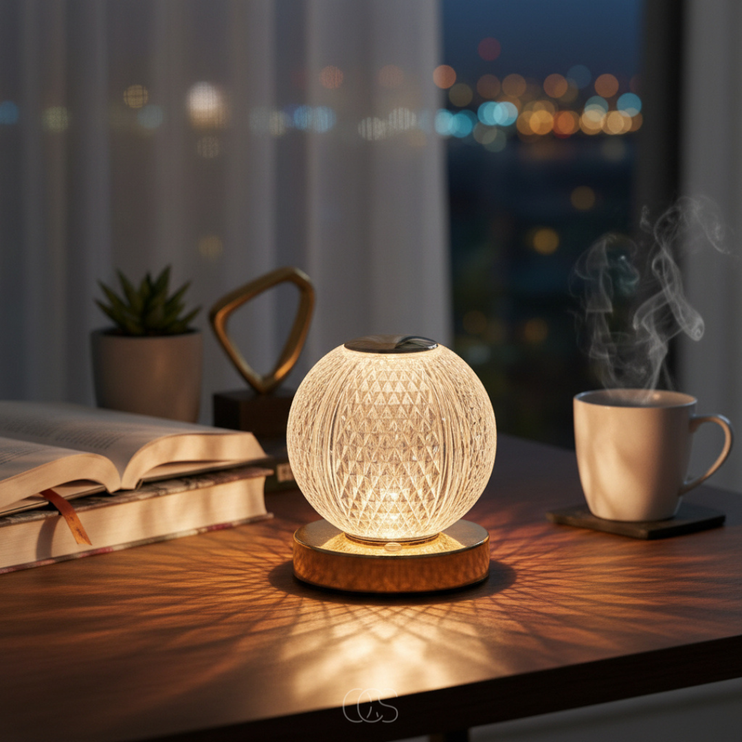 Bolvormige LED Tafellamp Kristal Design Draadloos Oplaadbaar Touch Dimbaar Sfeervol Woonkamer Sfeerverlichting | Sansoti