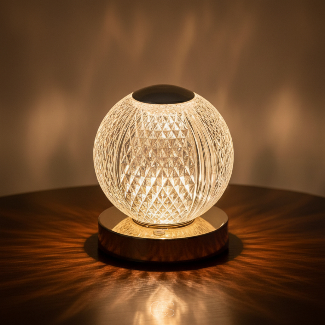 Bolvormige LED Tafellamp Kristal Design Draadloos Oplaadbaar Touch Dimbaar Sfeervol Woonkamer Sfeerverlichting | Sansoti