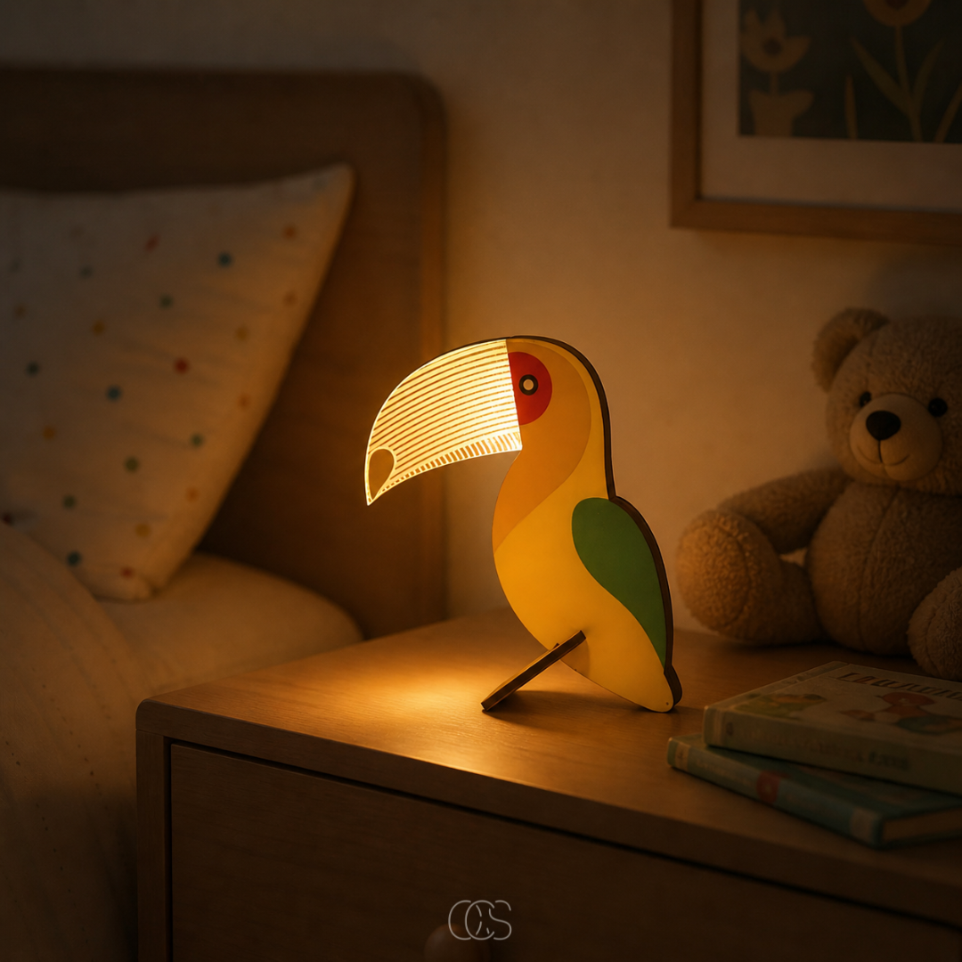 LED Tafellamp Dierenvorm Hout Acryl Warm Wit Kinderkamer Nachtkastje Scandinavische Sfeerverlichting | Sansoti