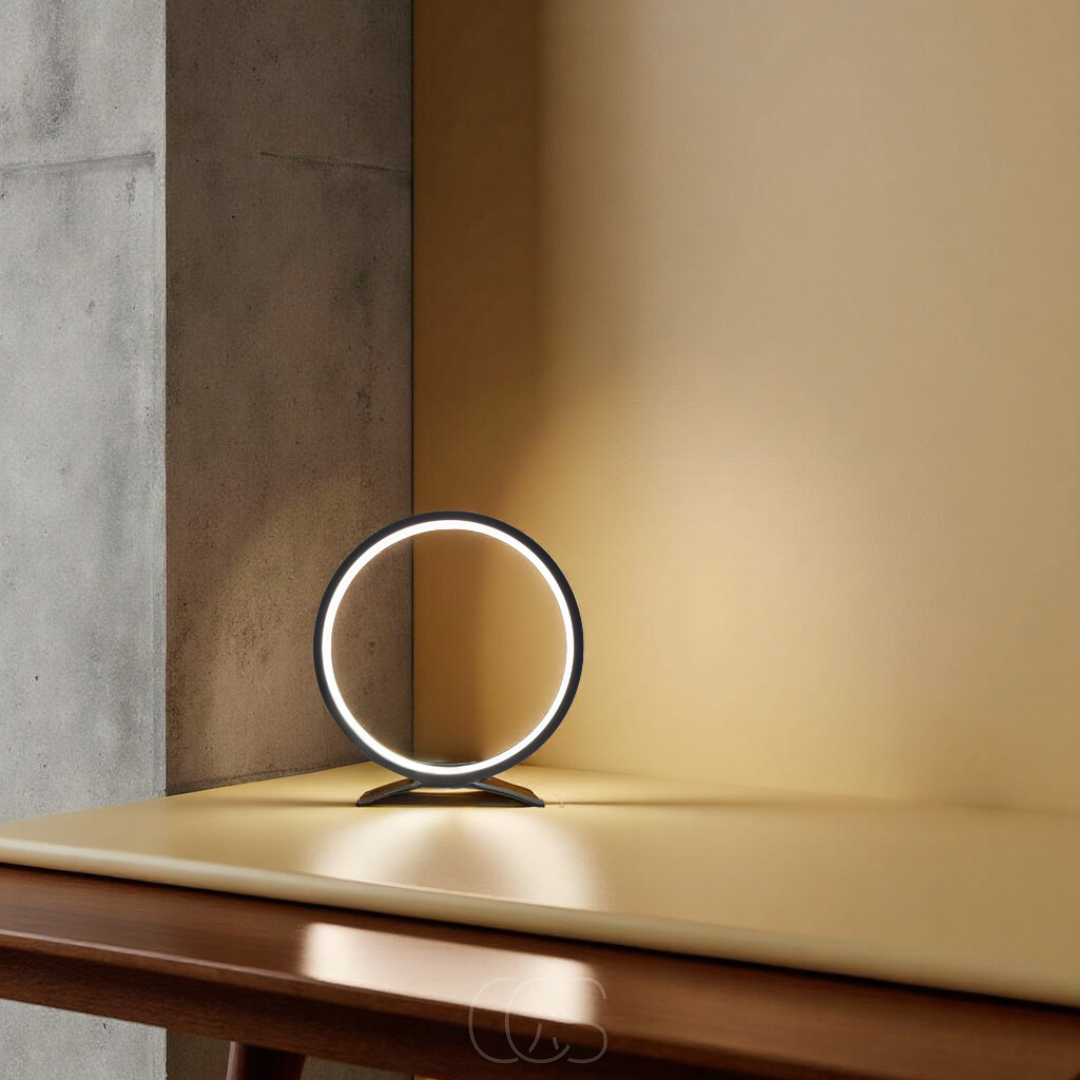LED Ringlamp Tafel Zwart Aluminium 29cm Warm Wit Licht Moderne Verlichting Sfeerlamp Woonkamer Slaapkamer | Sansoti