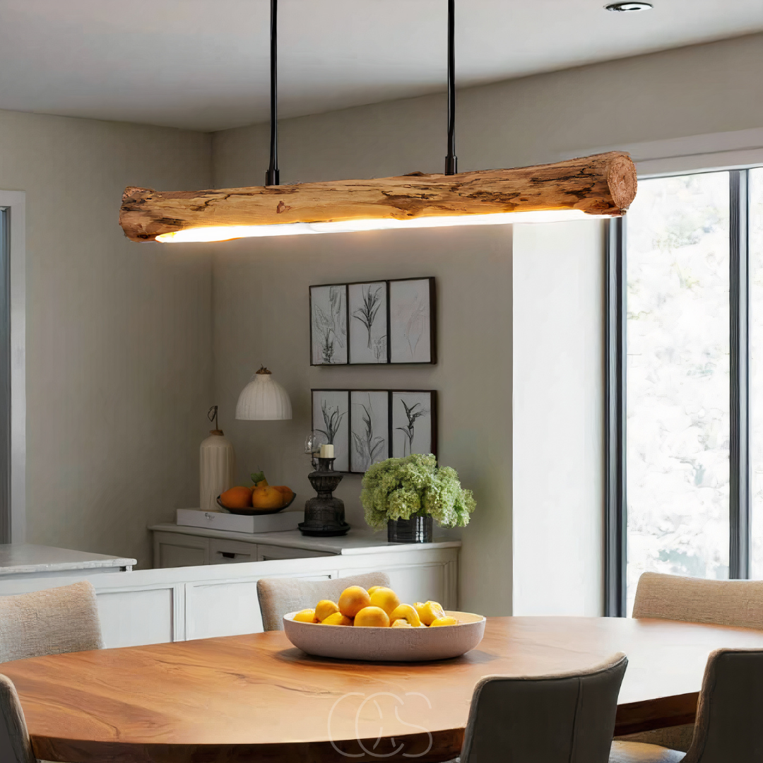 Dimbare Hanglamp Hout 80cm Zwart Metaal Warm Wit LED Eettafel Scandinavisch Design Sfeervol Sfeerverlichting | Sansoti