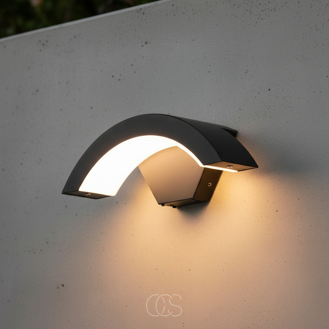 Buitenlamp met Bewegingssensor Zwart Halfrond Design IP65 Wandverlichting voor Gevel Voordeur Terras Tuin | Sansoti