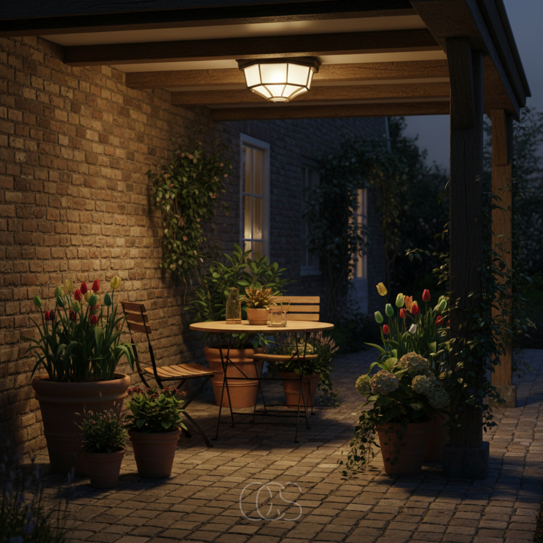 Buitenplafondlamp Donkergrijs Aluminium Glas E27 IP44 Spatwaterdicht Terras Veranda Entree Dimbaar Tuin | Sansoti